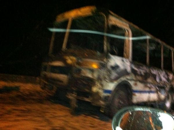 В Красноармейске сгорел пассажирский автобус (фото)