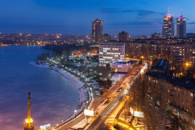 Вечерние красоты Донецка с высоты птичьего полета (фото)