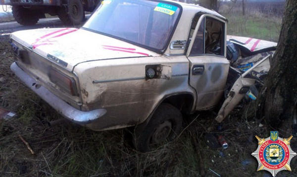 В районе Димитрова автомобиль с военными врезался в дерево (фото)