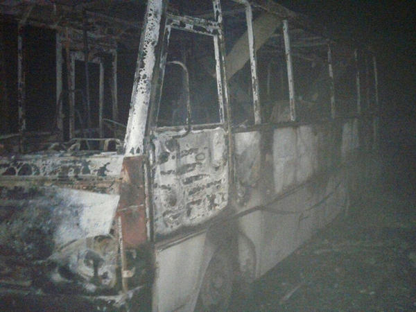 В Мирнограде сгорел автобус