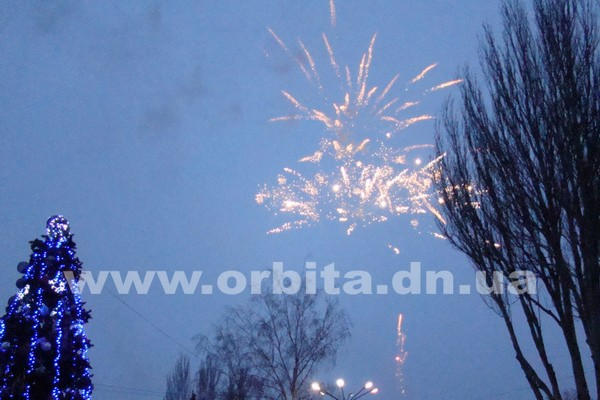 В Покровске торжественно зажгли городскую новогоднюю елку