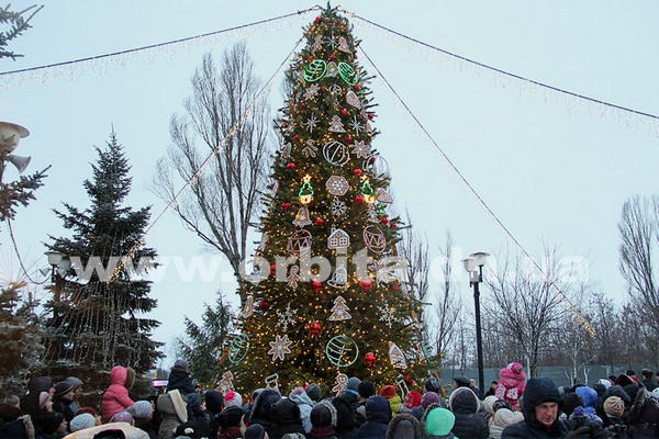 В Покровске зажгли одну из самых красивых новогодних елок