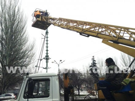 В Красноармейске начали монтировать главную новогоднюю ёлку города (фото)