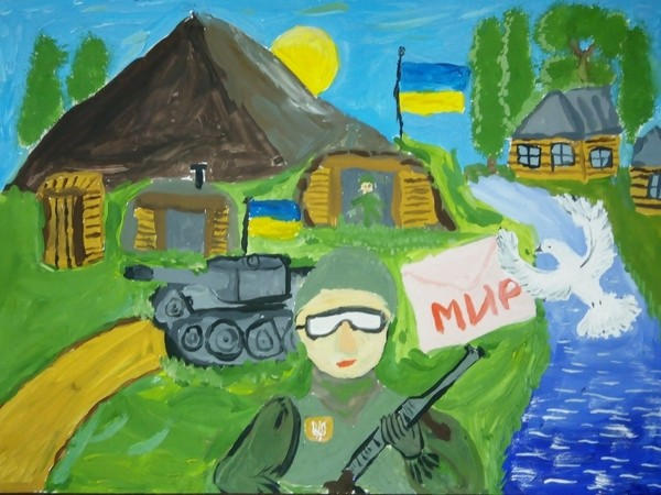 В Горняке дети нарисовали рисунки для украинских военных