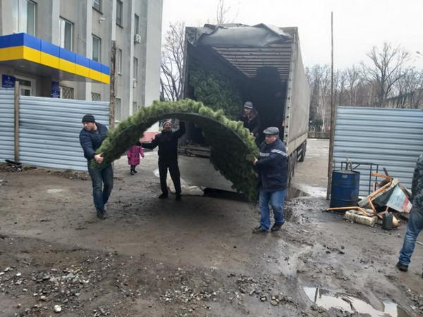 В Покровск доставили главную новогоднюю елку