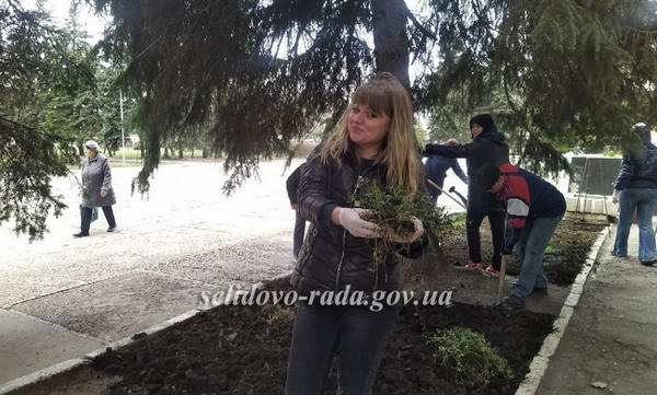 Работники Селидовского горсовета приняли участие в уборке города
